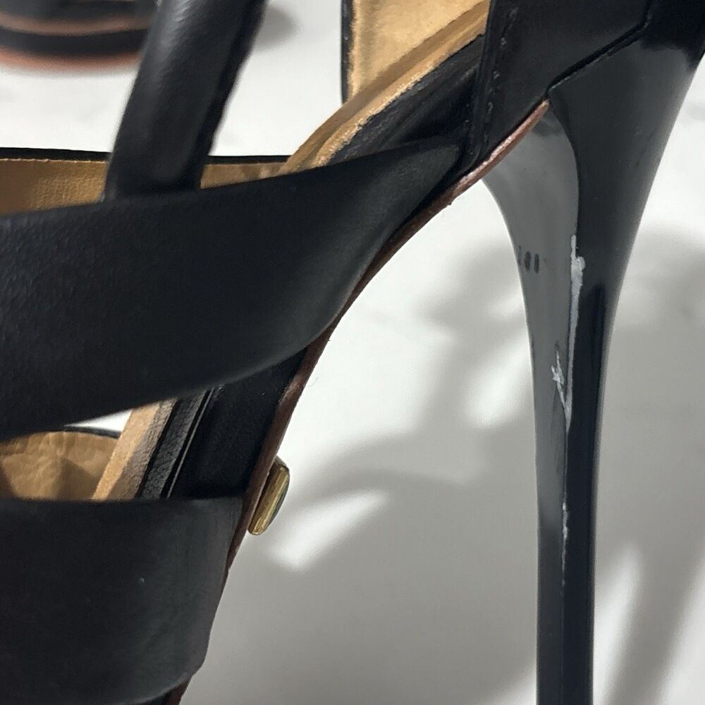Vintage Y2K LAMB Gwen Stefani High Heels 8 Black Leather Stiletto Platform - Picture 14 of 16